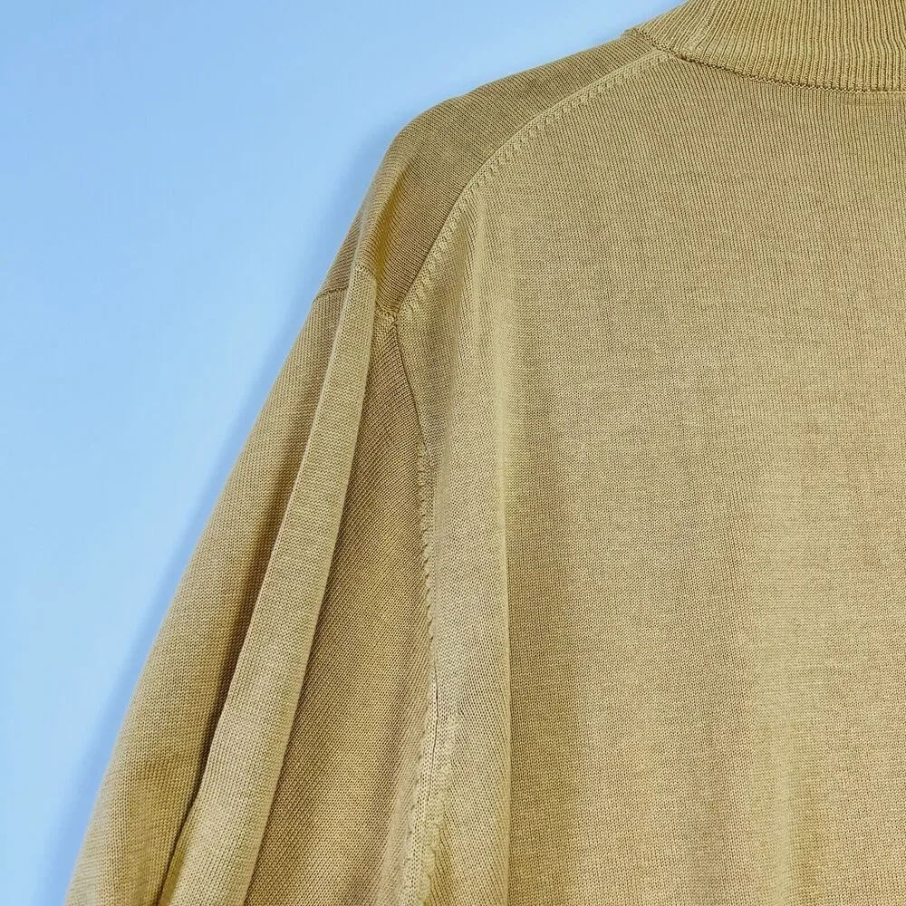Jos A Bank Silk Sweater Size XXL Mock Neck Yellow‎ Gold Vintage Business - Picture 9 of 13